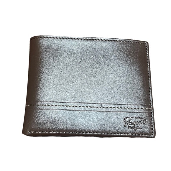 Original Penguin Wallets Mens Double Leather Passcase Wallet - Brown - Picture 2 of 6